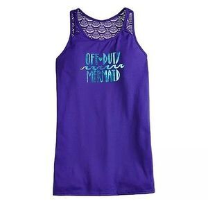 SO Swim Cover-Up Girl's Sz 14-1/2 'Off Duty Mermaid' Navy Purple Summer Tank